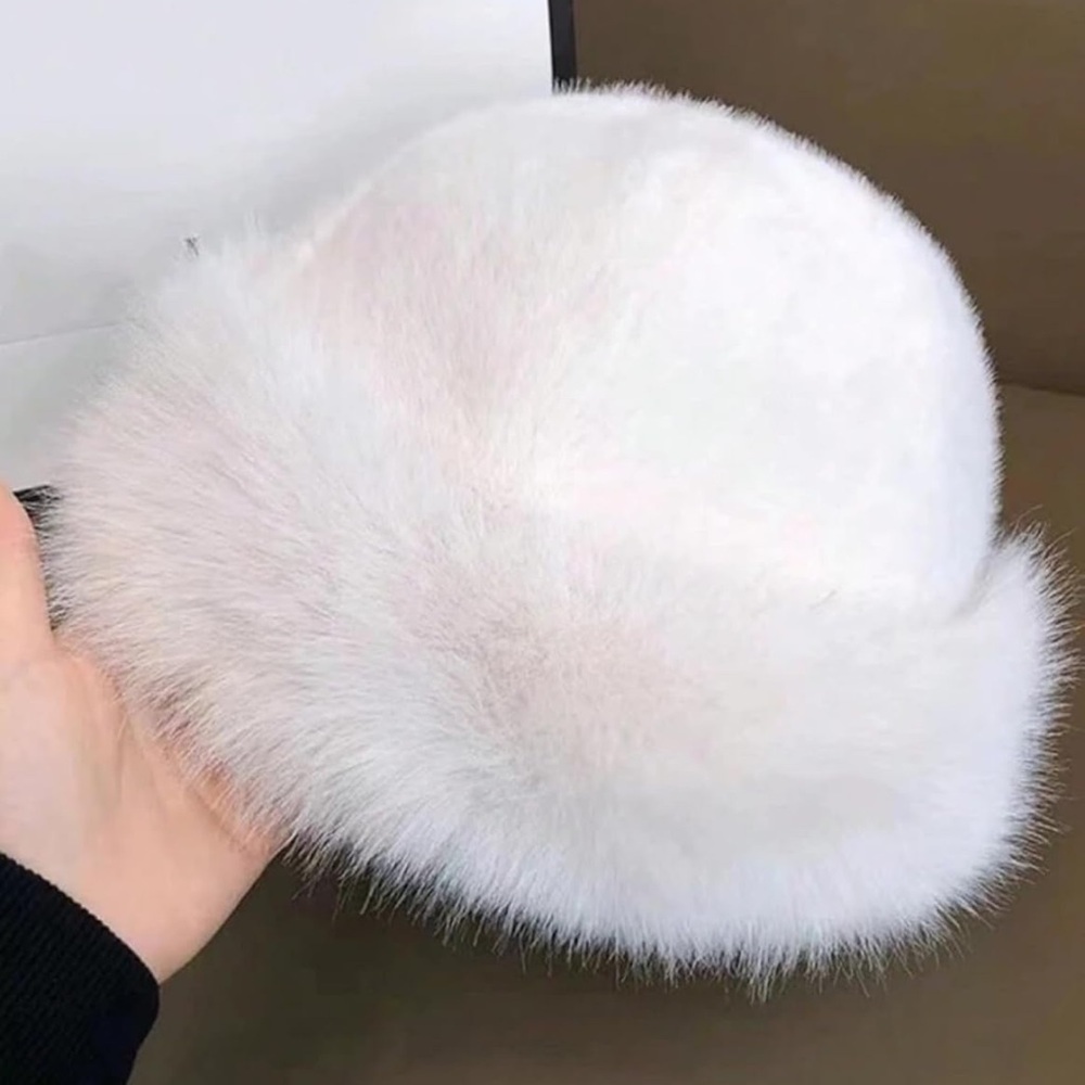 White Faux Fur Winter Bucket Hat